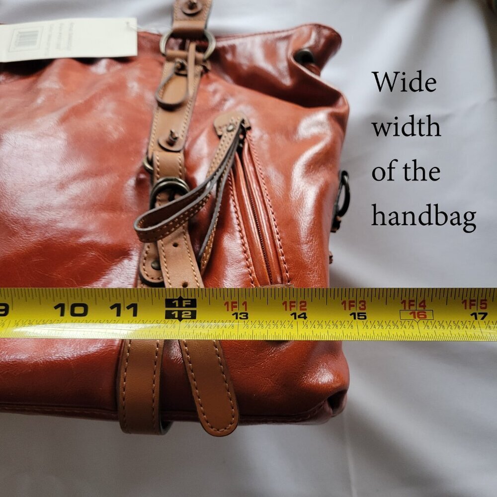CLEARANCE - HYPE Genuine Leather Large Brown Glazed Tassel Shoulder Bag - NWT - Picture 15 of 16
